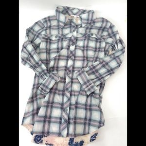 CAbi Plaid and Floral Button-up Top Size Medium